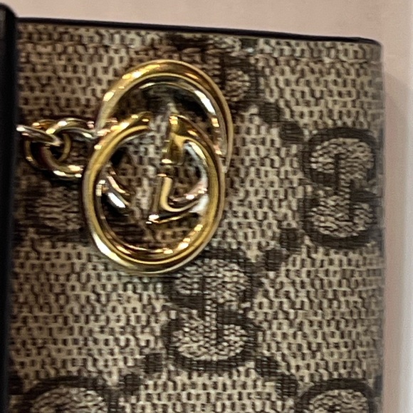 Gucci GG Print Key Case Brown PVC Gold-Tone GG Charm -Six Rings Authentic - Picture 11 of 14